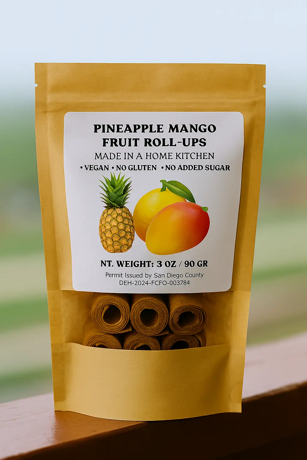 Pineapple-mango fruit roll-up