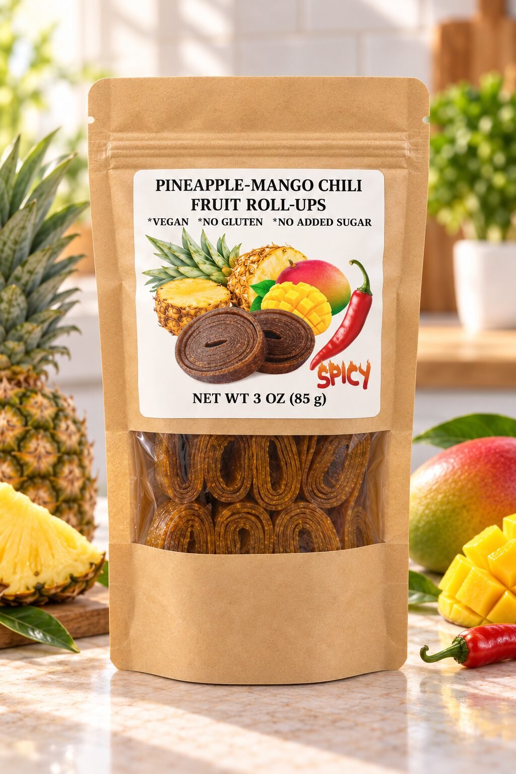 Spicy Pineapple-Mango Fruit Rolls — 3 oz (85 g)