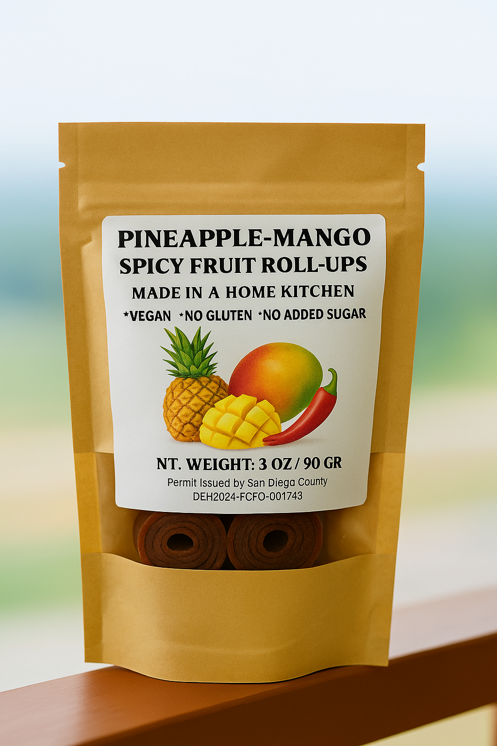 Pineapple-mango SPICY fruit roll-up