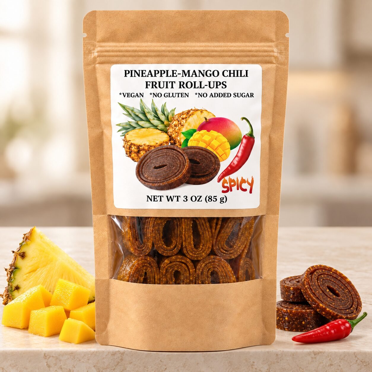 Spicy Pineapple-Mango Fruit Rolls